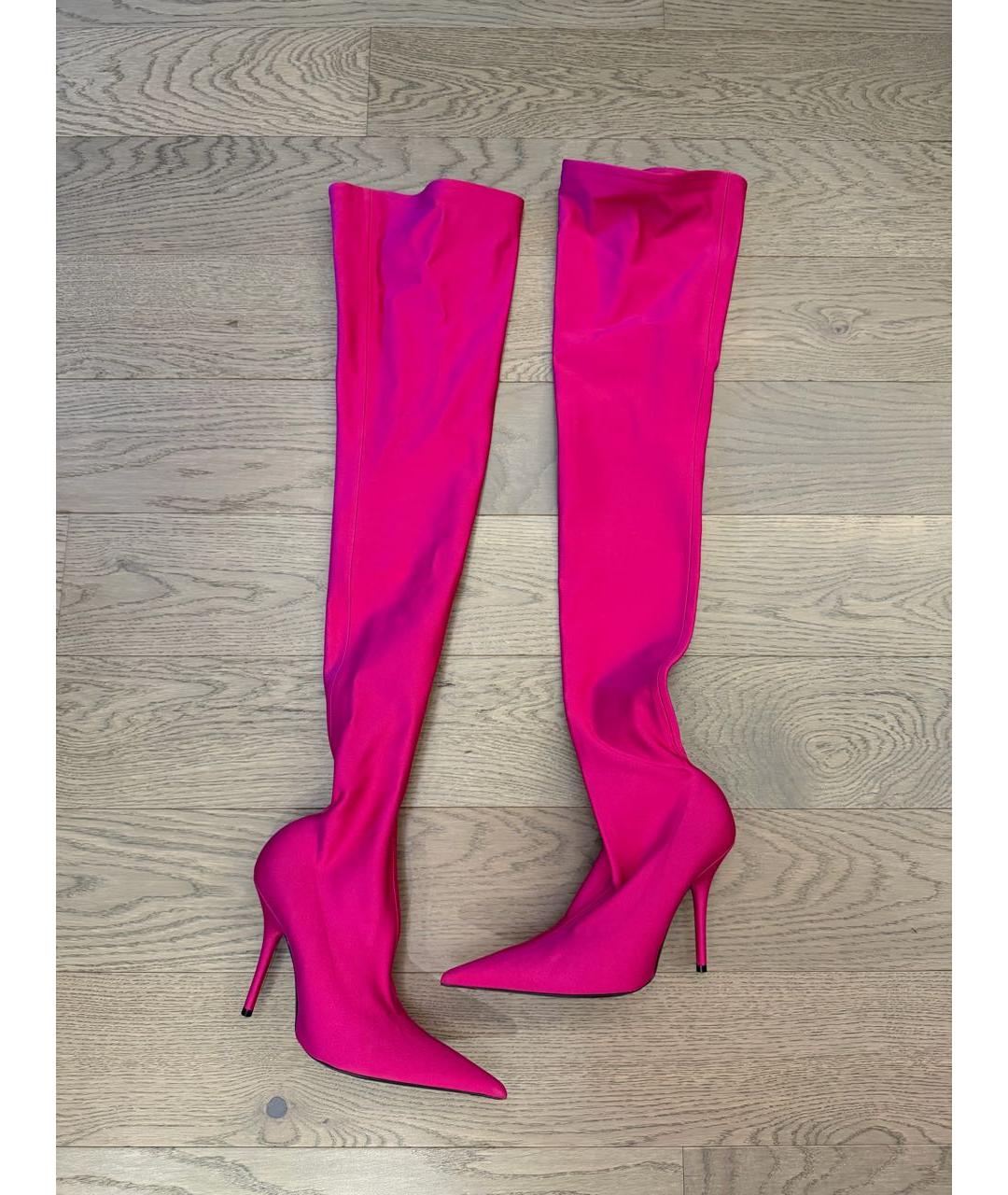 BALENCIAGA Фуксия синтетические ботфорты, фото 9