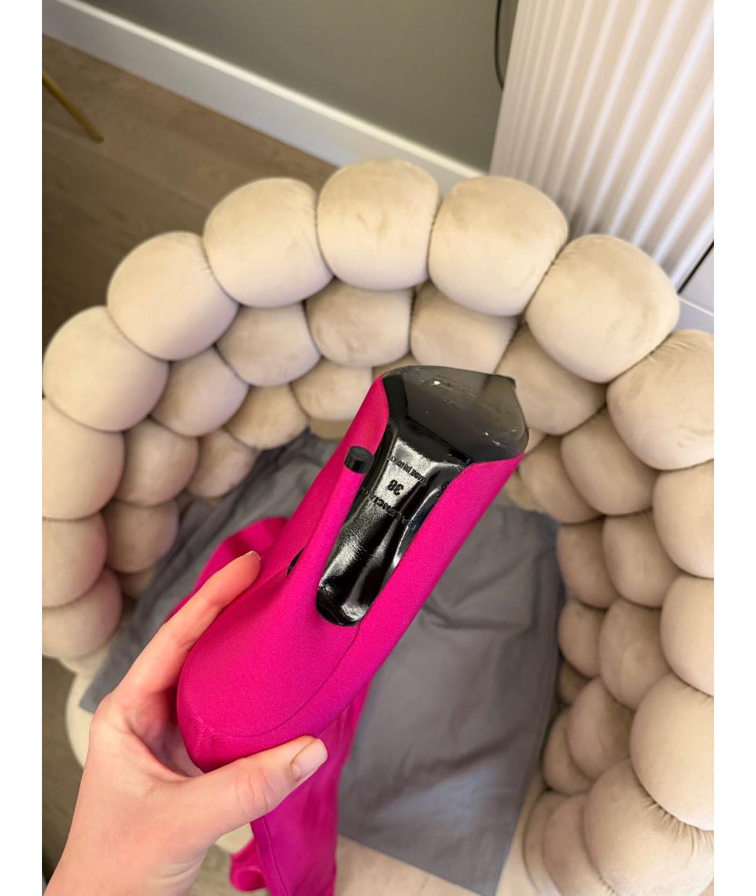 BALENCIAGA Фуксия синтетические ботфорты, фото 6