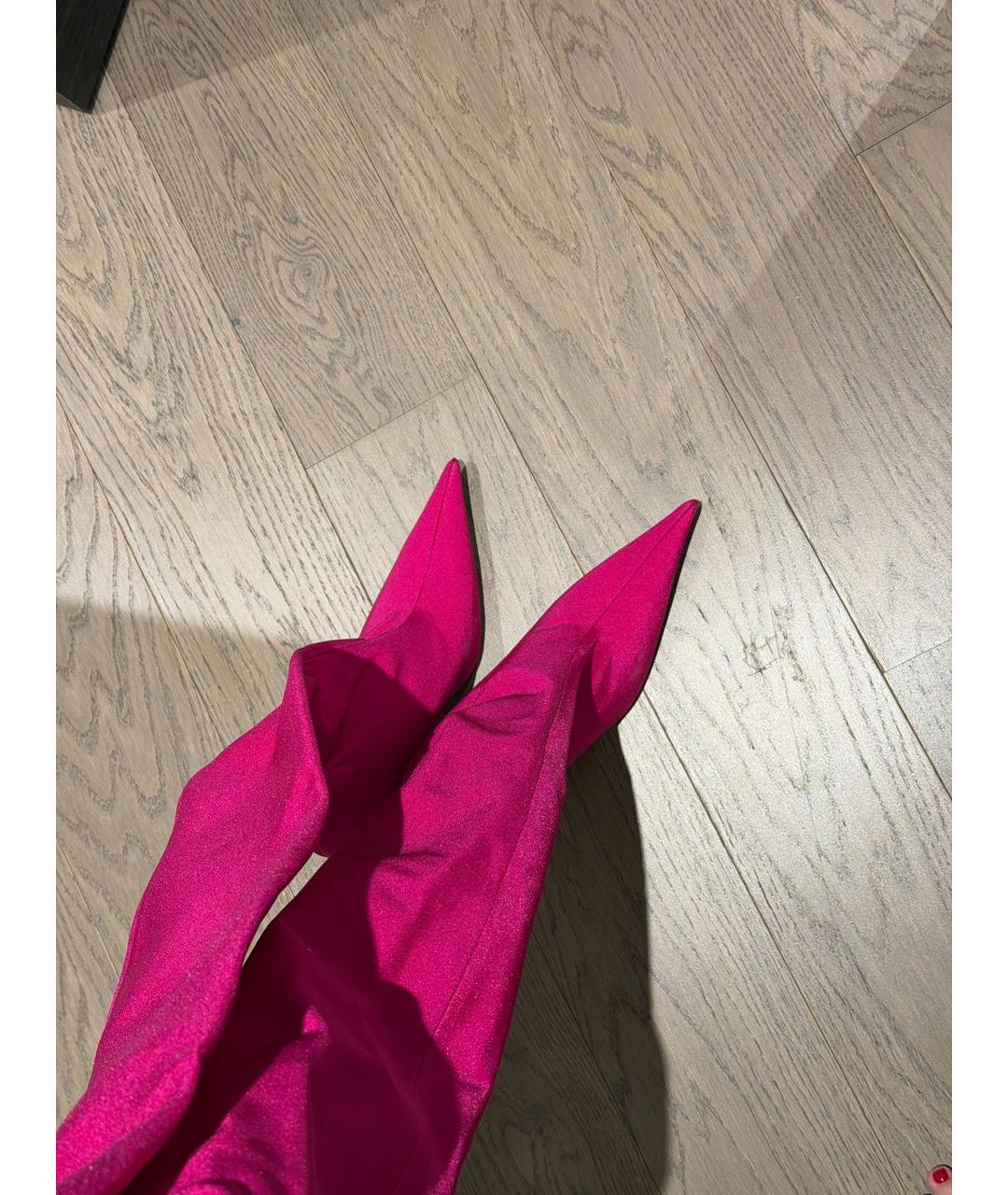 BALENCIAGA Фуксия синтетические ботфорты, фото 4