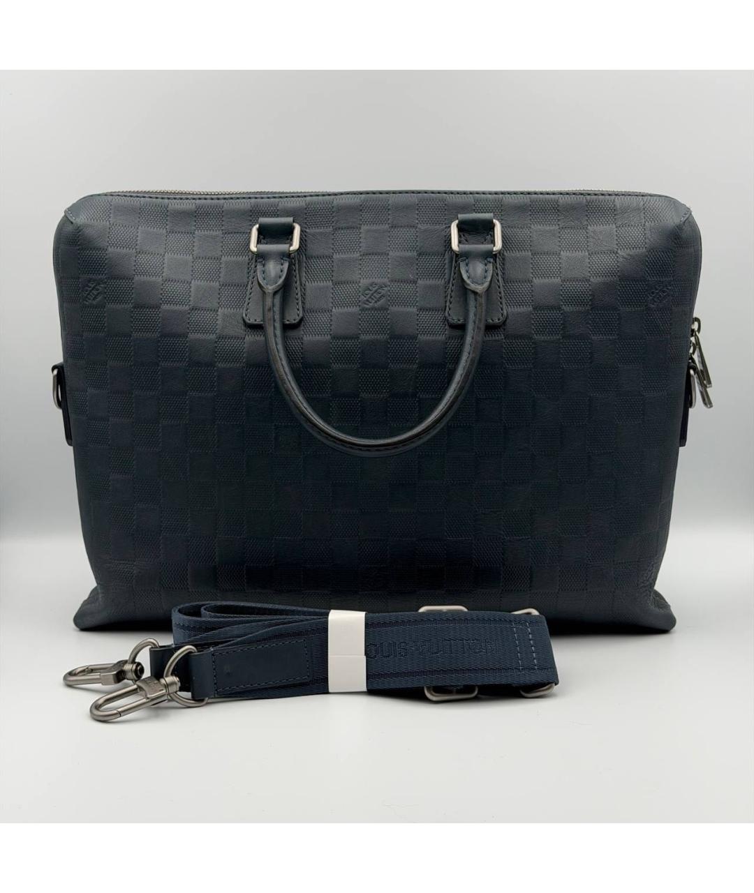 LOUIS VUITTON Черный кожаный портфель, фото 4