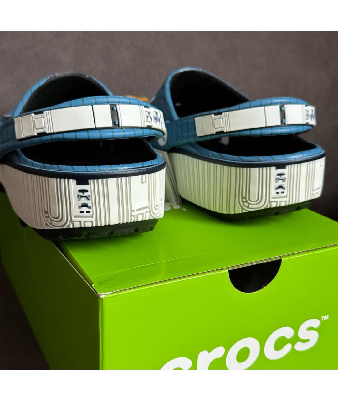 CROCS Голубые резиновые шлепанцы, фото 3