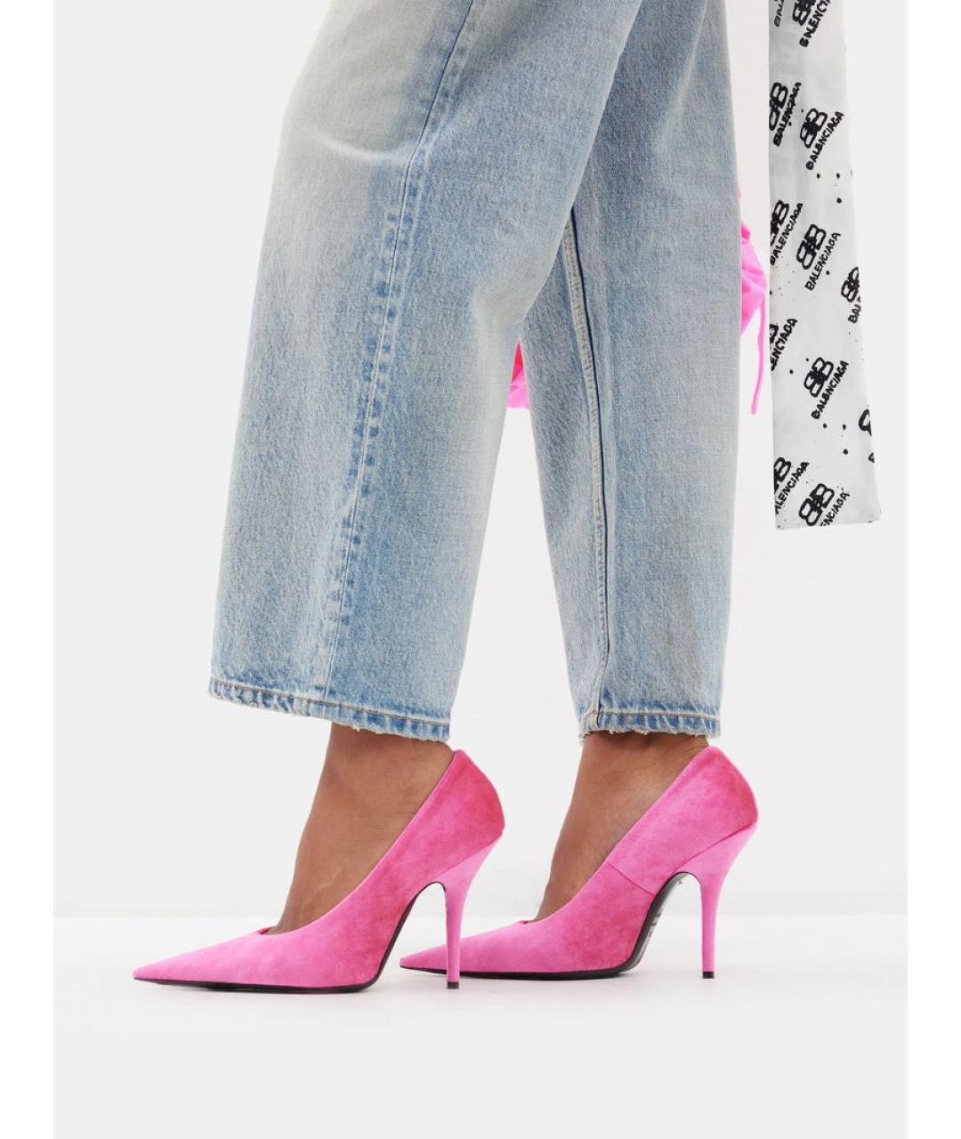 BALENCIAGA Розовые бархатные туфли, фото 5