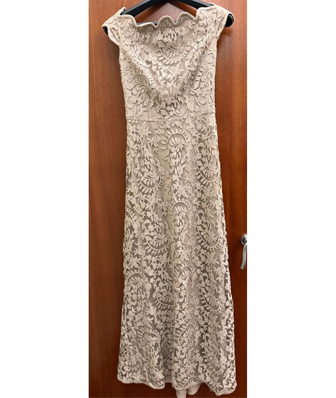 TADASHI SHOJI Бежевое кружевное вечернее платье, фото 5