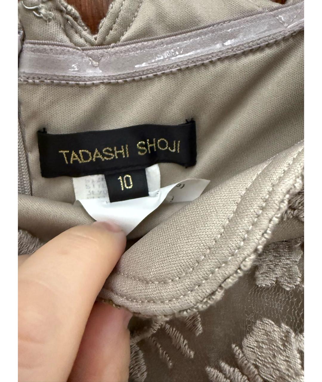 TADASHI SHOJI Бежевое кружевное вечернее платье, фото 4