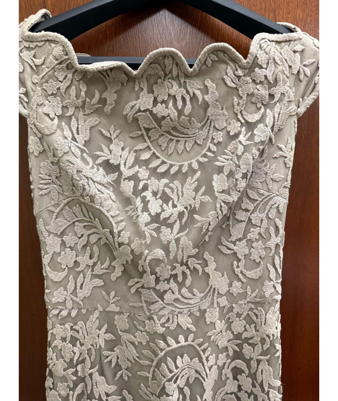 TADASHI SHOJI Бежевое кружевное вечернее платье, фото 3