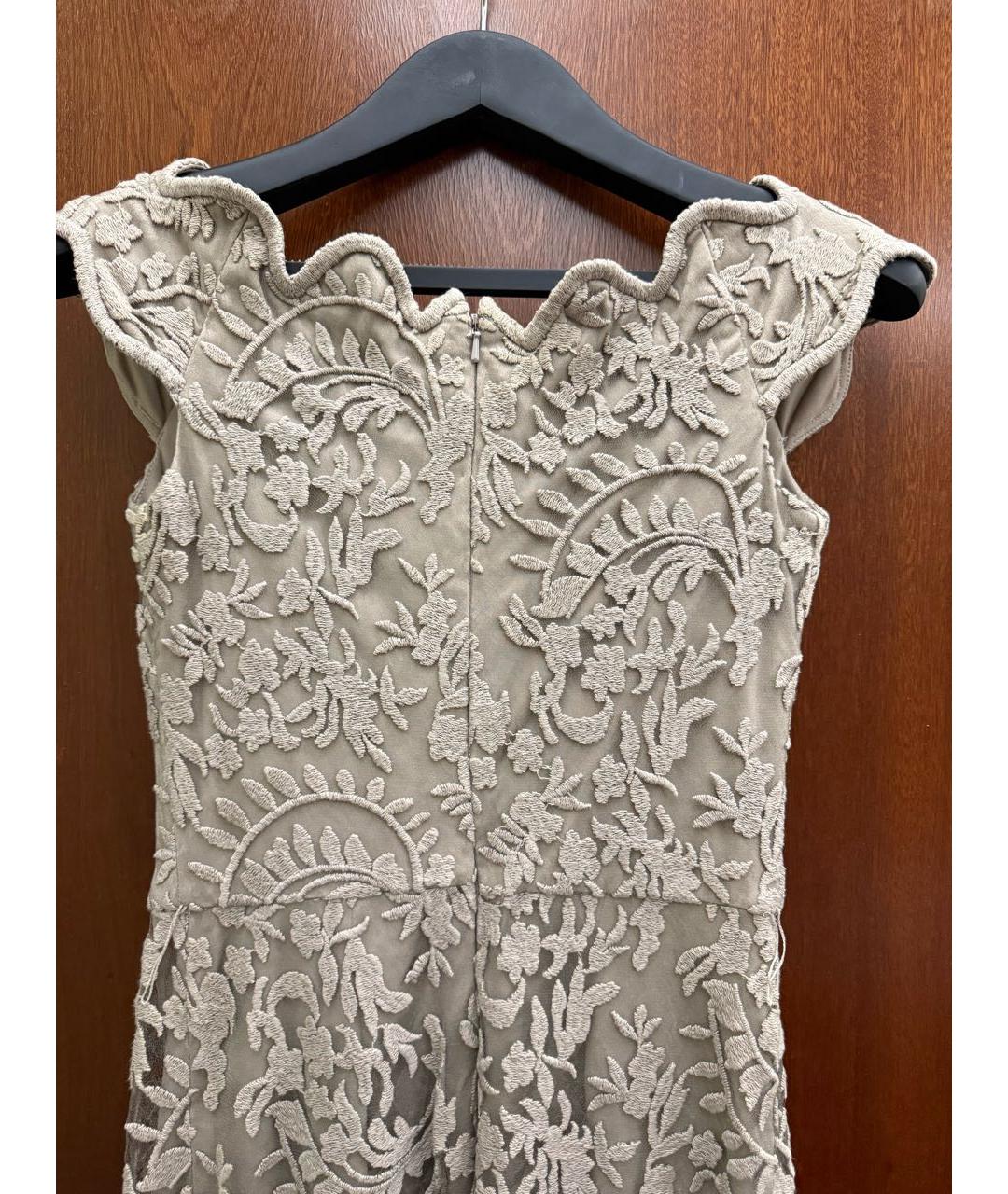 TADASHI SHOJI Бежевое кружевное вечернее платье, фото 2