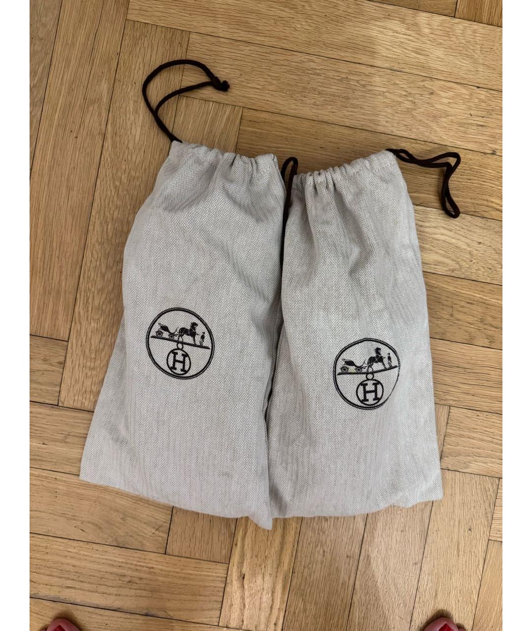 HERMES Коричневые замшевые шлепанцы, фото 4