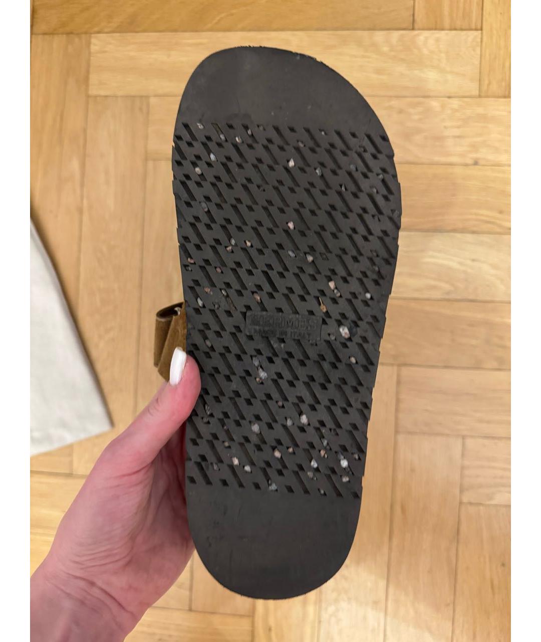 HERMES Коричневые замшевые шлепанцы, фото 3