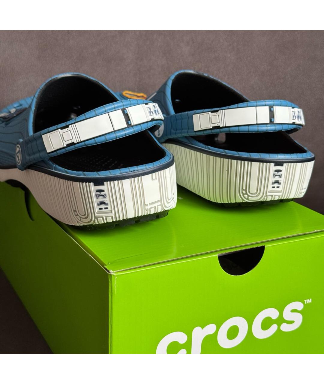 CROCS Голубые резиновые шлепанцы, фото 3