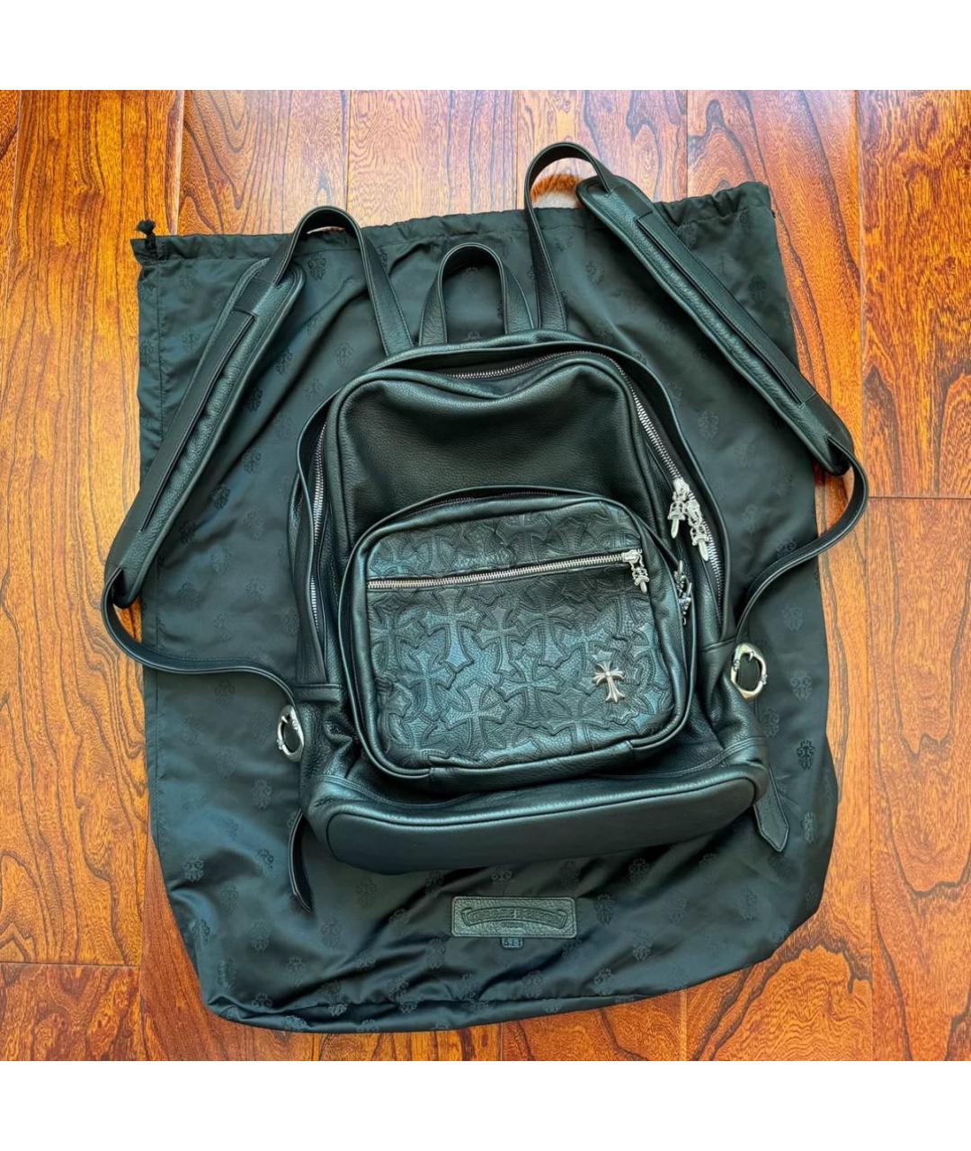 CHROME HEARTS Черный кожаный рюкзак, фото 9