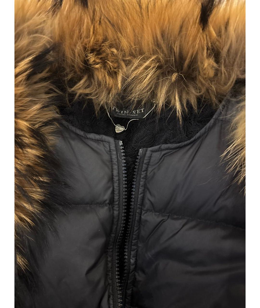 TWIN-SET Черный полиэстеровый пуховик, фото 4