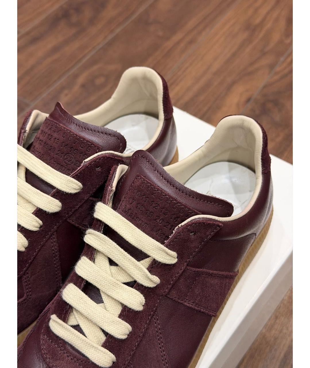 MAISON MARGIELA Бордовые кожаные кеды, фото 8