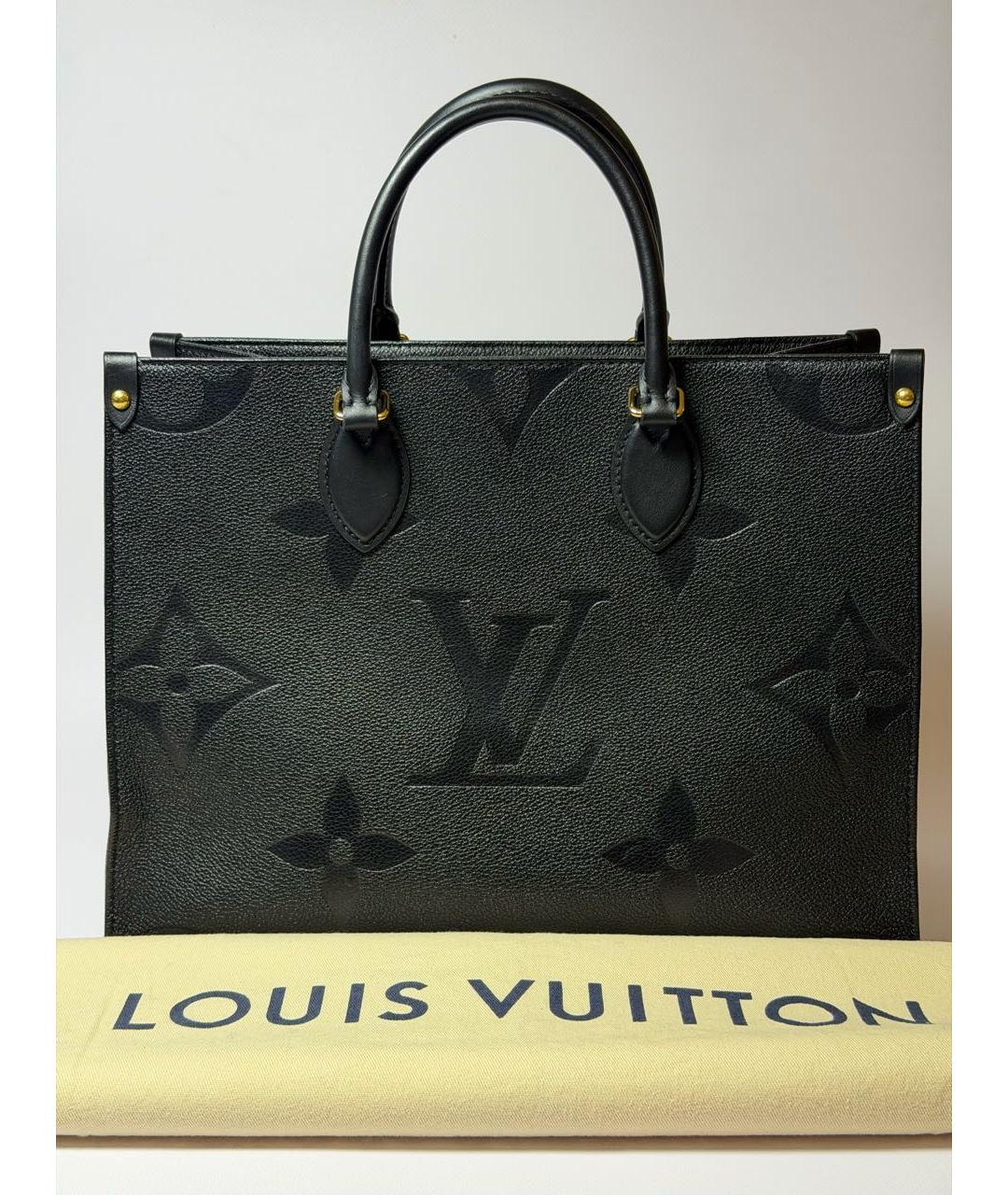 LOUIS VUITTON Черная кожаная сумка тоут, фото 9