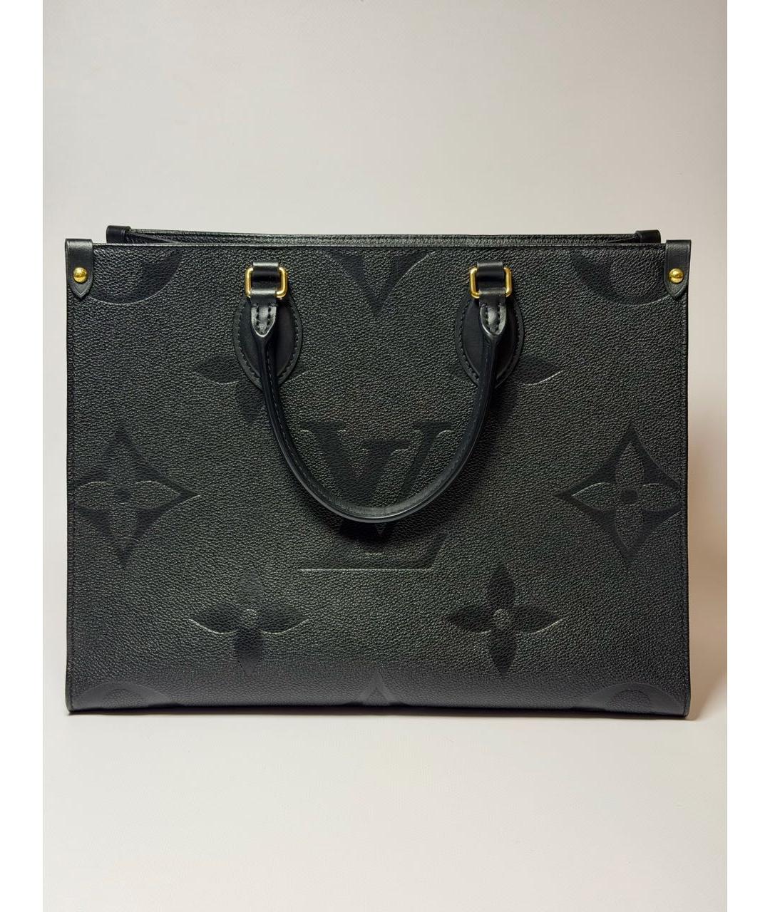 LOUIS VUITTON Черная кожаная сумка тоут, фото 3