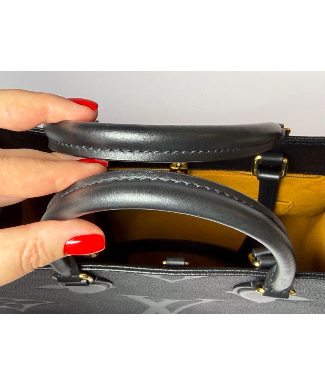 LOUIS VUITTON Черная кожаная сумка тоут, фото 6