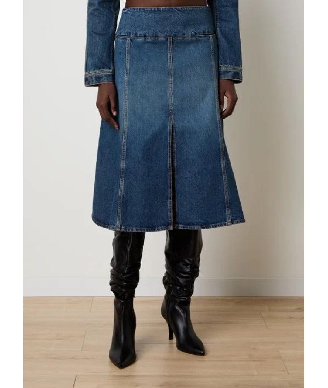 ALAIA Синяя хлопковая юбка миди, фото 4