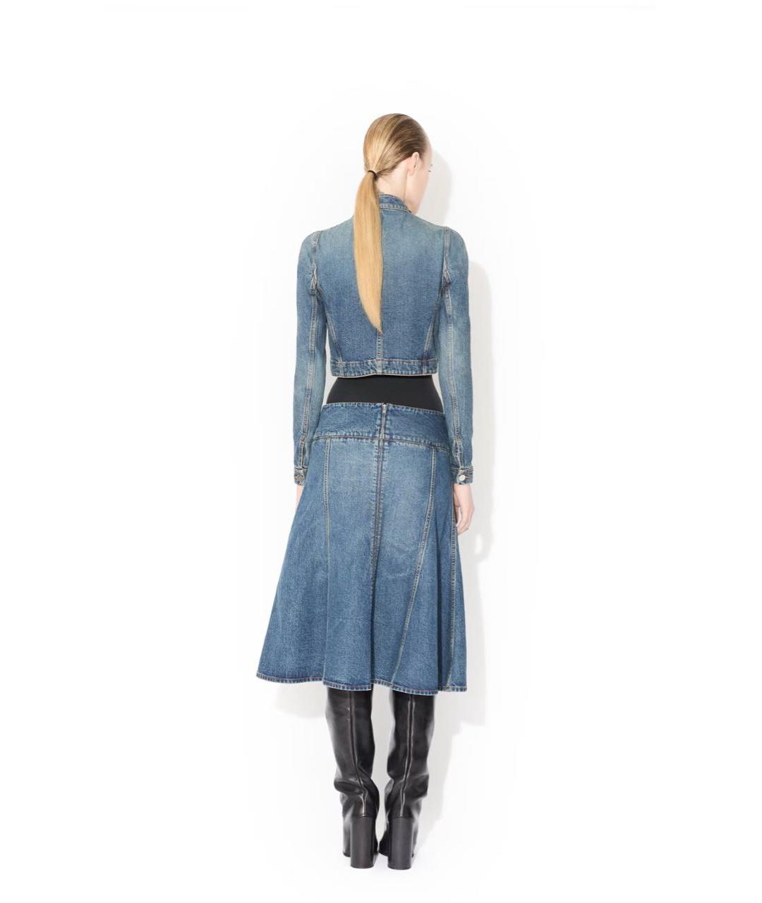 ALAIA Синяя хлопковая юбка миди, фото 7