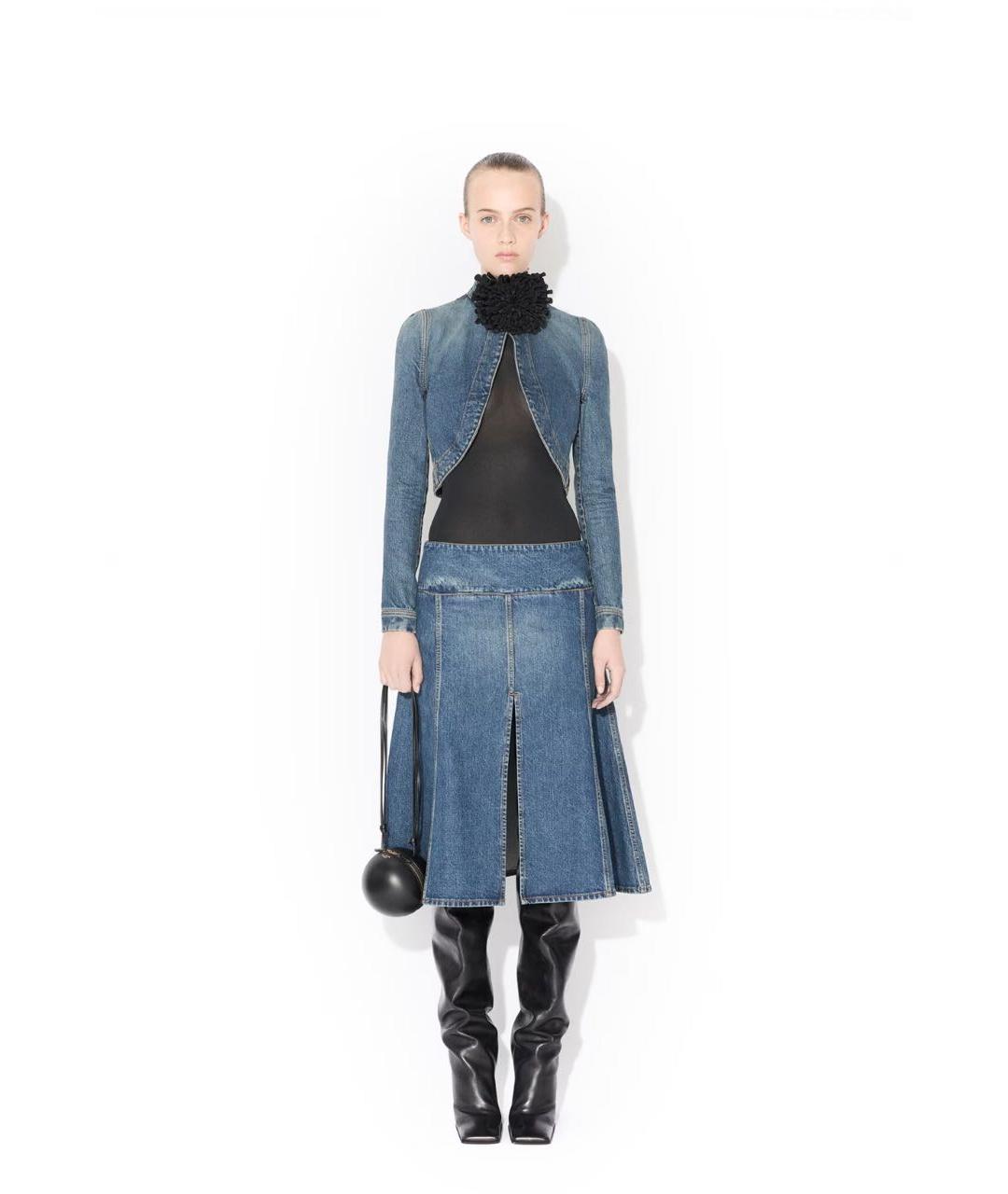 ALAIA Синяя хлопковая юбка миди, фото 6