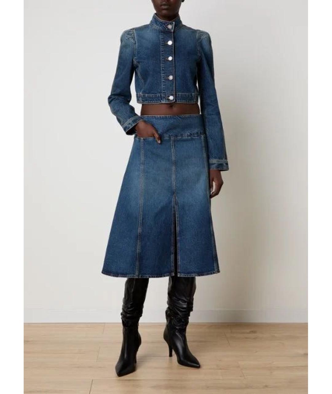 ALAIA Синяя хлопковая юбка миди, фото 2