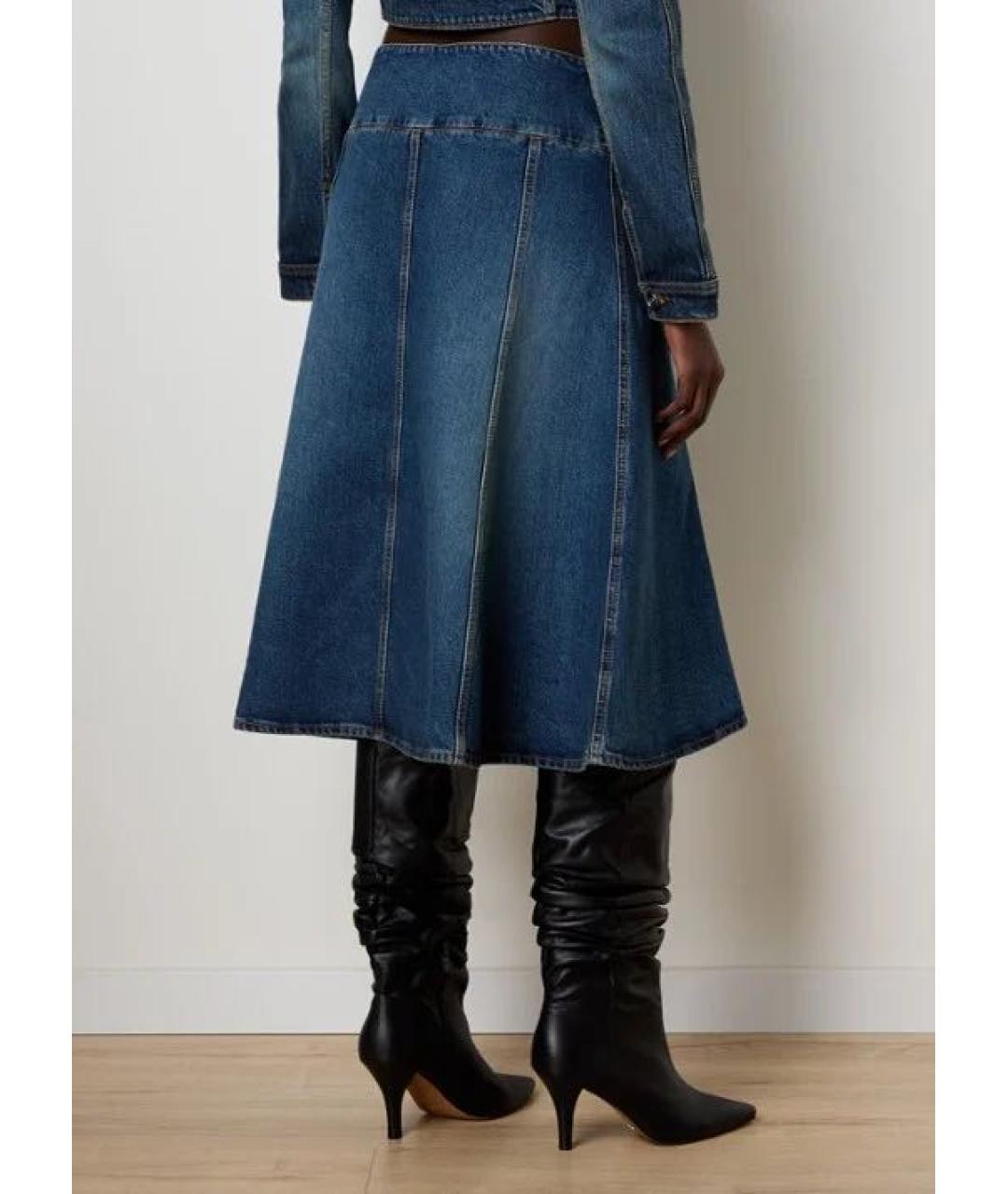 ALAIA Синяя хлопковая юбка миди, фото 3