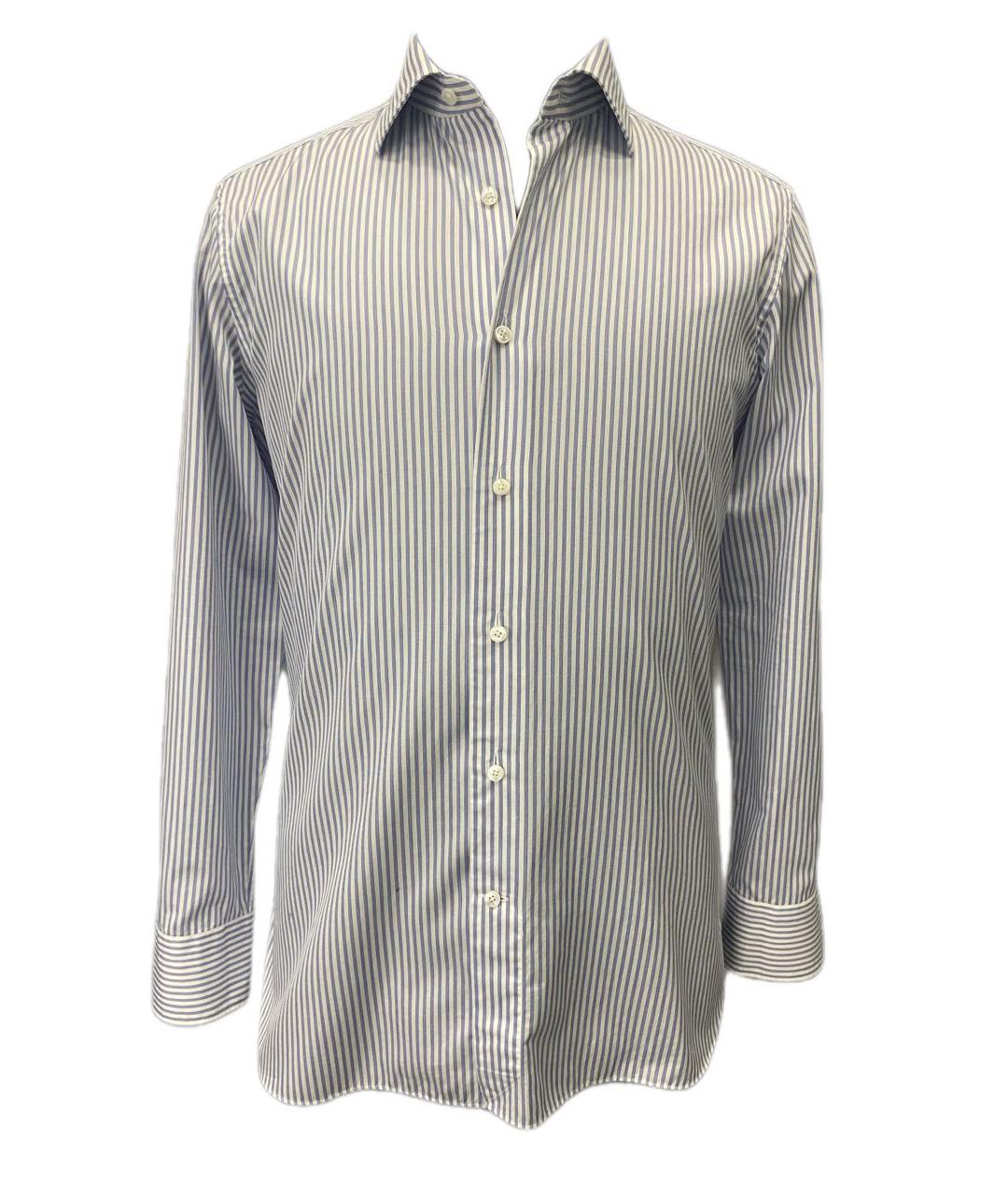 ZEGNA Синяя хлопковая классическая рубашка, фото 5