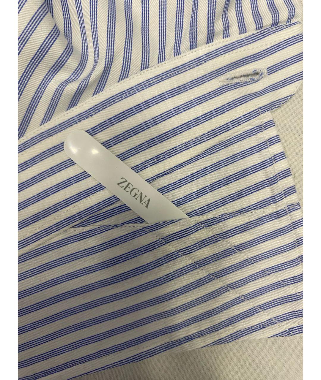 ZEGNA Синяя хлопковая классическая рубашка, фото 4