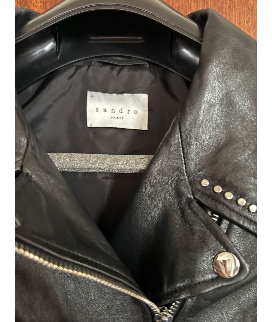 SANDRO Черная кожаная куртка, фото 3