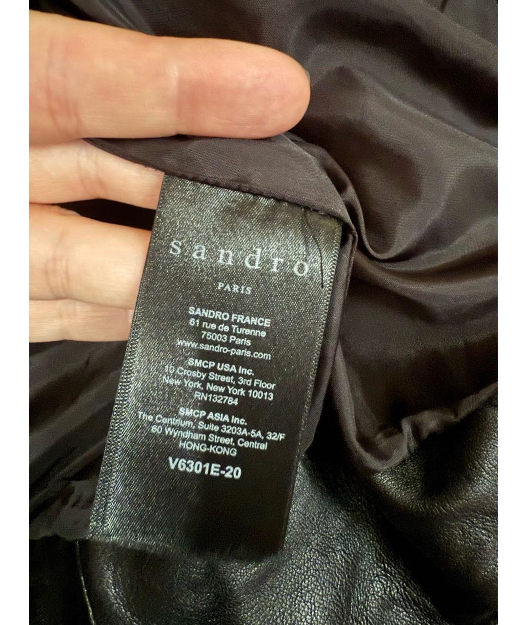 SANDRO Черная кожаная куртка, фото 4