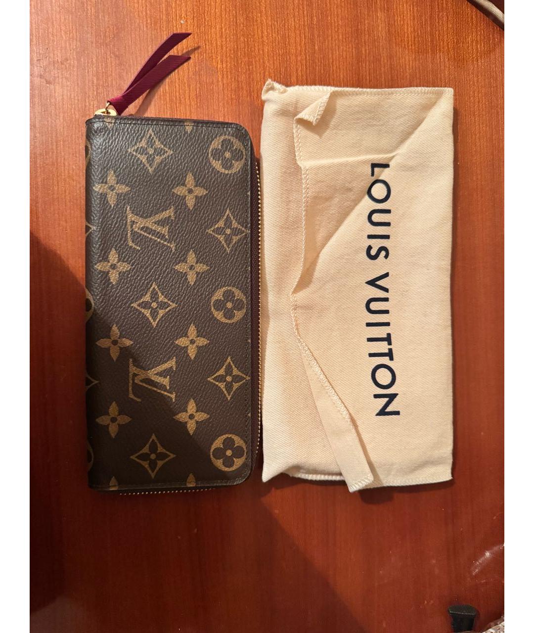 LOUIS VUITTON Коричневый кожаный кошелек, фото 6