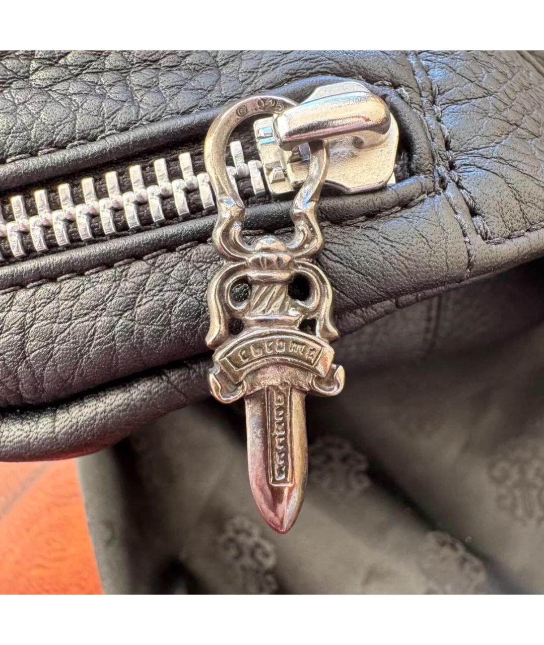 CHROME HEARTS Черная кожаная поясная сумка, фото 4