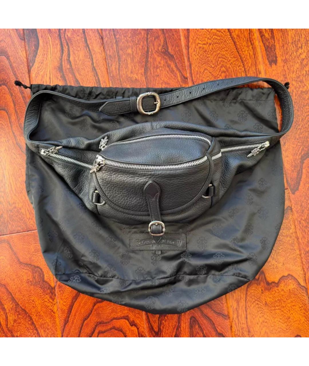 CHROME HEARTS Черная кожаная поясная сумка, фото 9