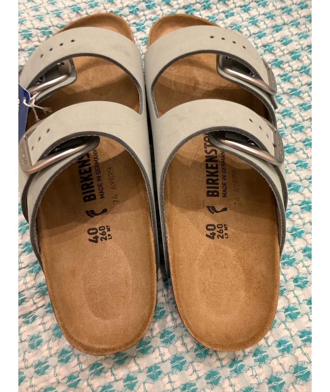 BIRKENSTOCK Зеленые нубуковые шлепанцы, фото 8