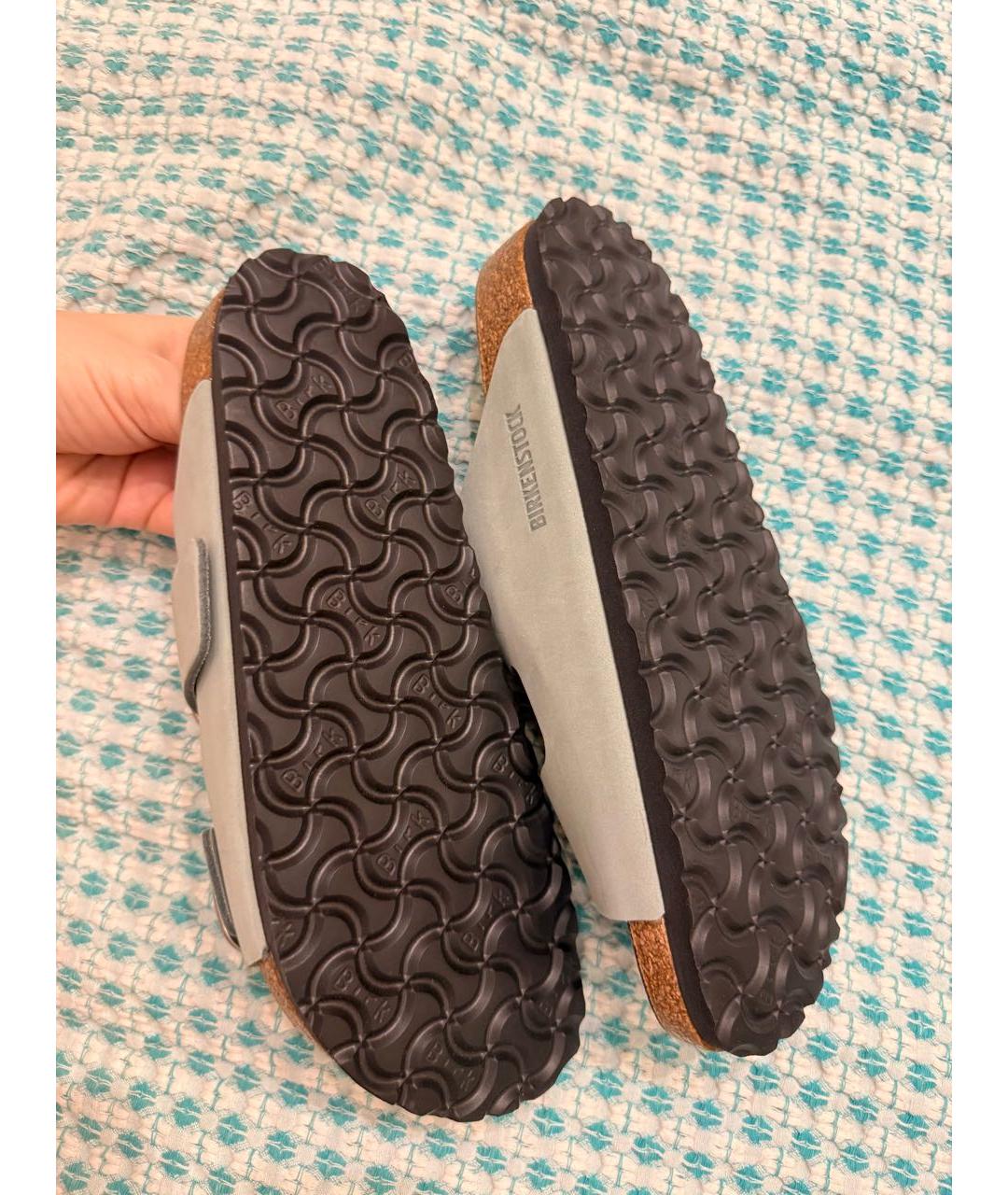 BIRKENSTOCK Зеленые нубуковые шлепанцы, фото 5