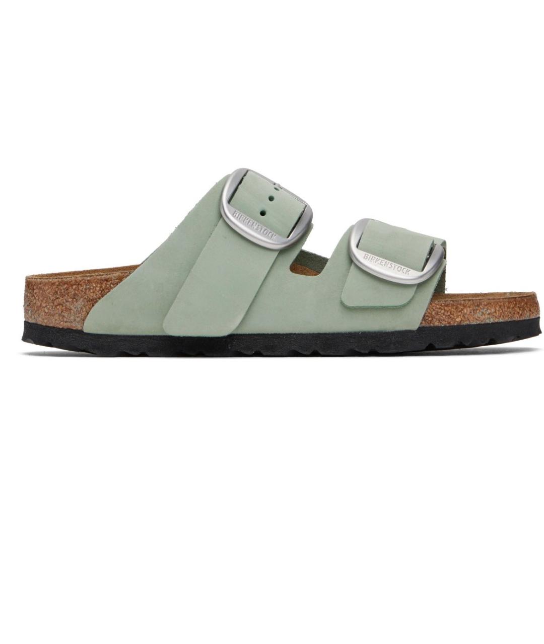 BIRKENSTOCK Зеленые нубуковые шлепанцы, фото 9