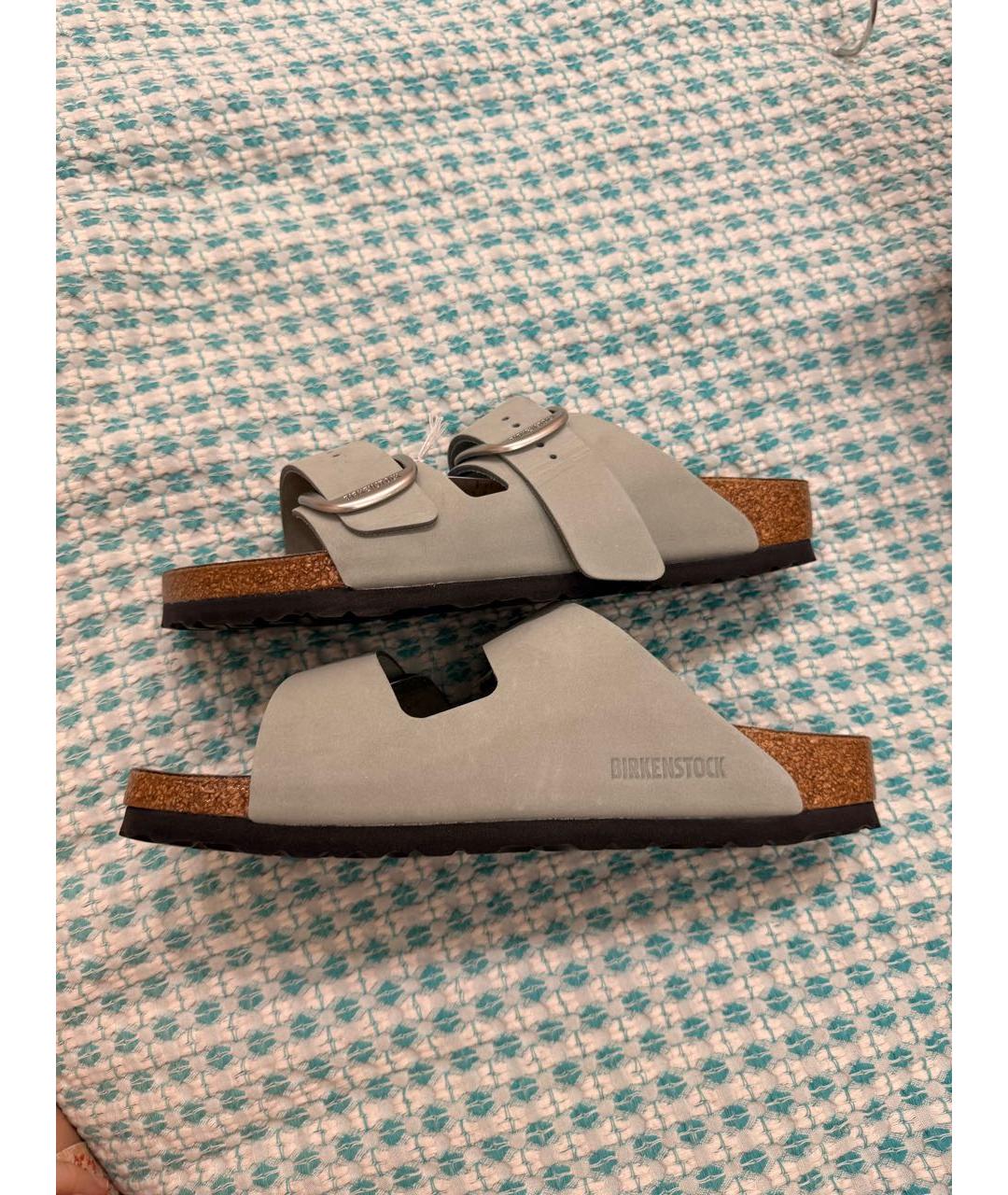 BIRKENSTOCK Зеленые нубуковые шлепанцы, фото 7