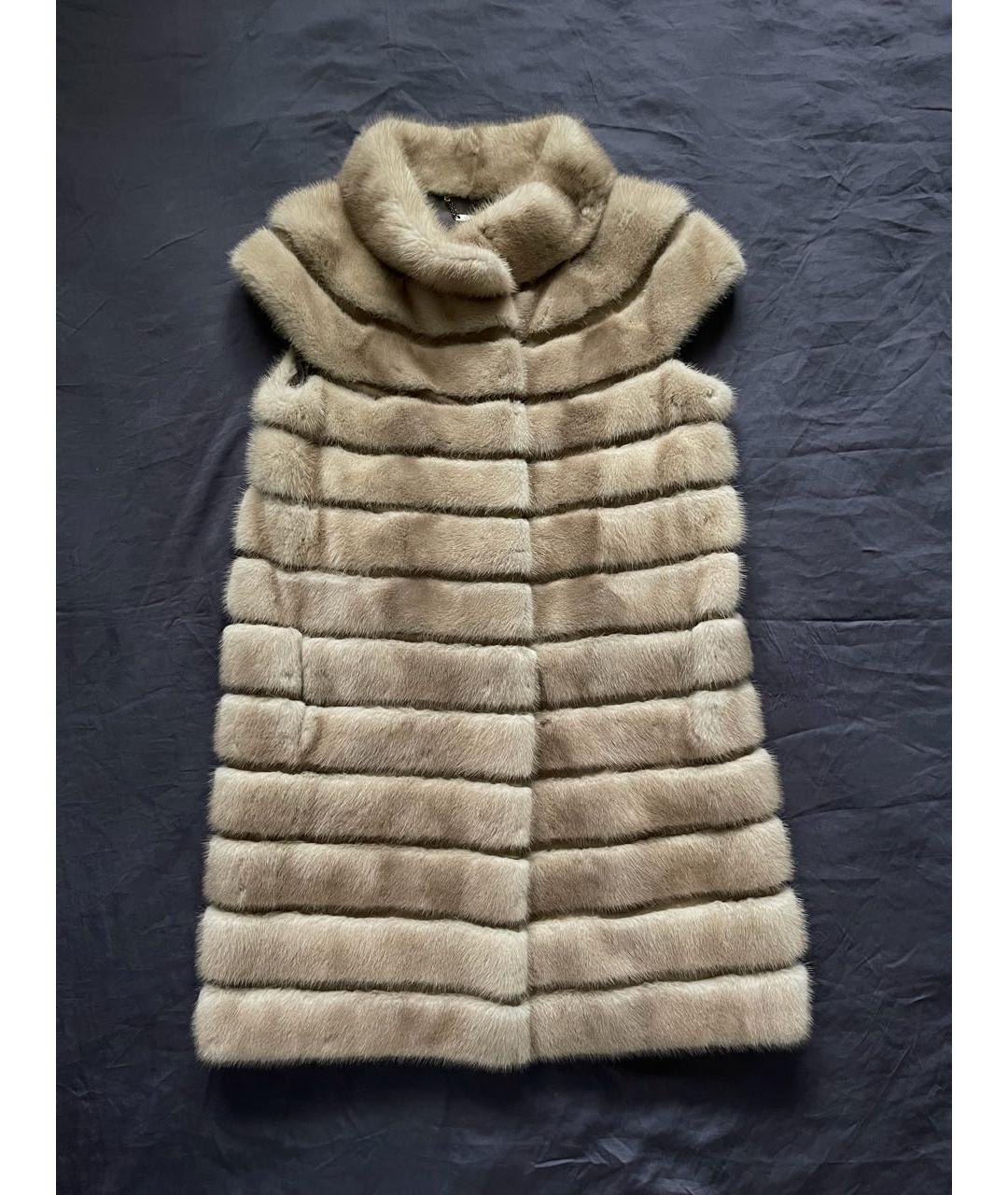 PINKO Бежевый меховой жилет, фото 7