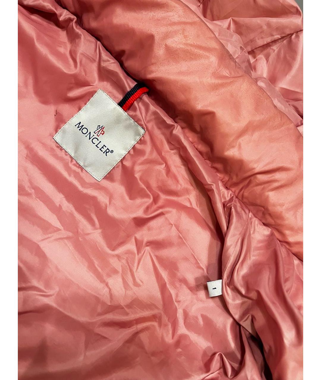 MONCLER Розовый полиамидовый пуховик, фото 7