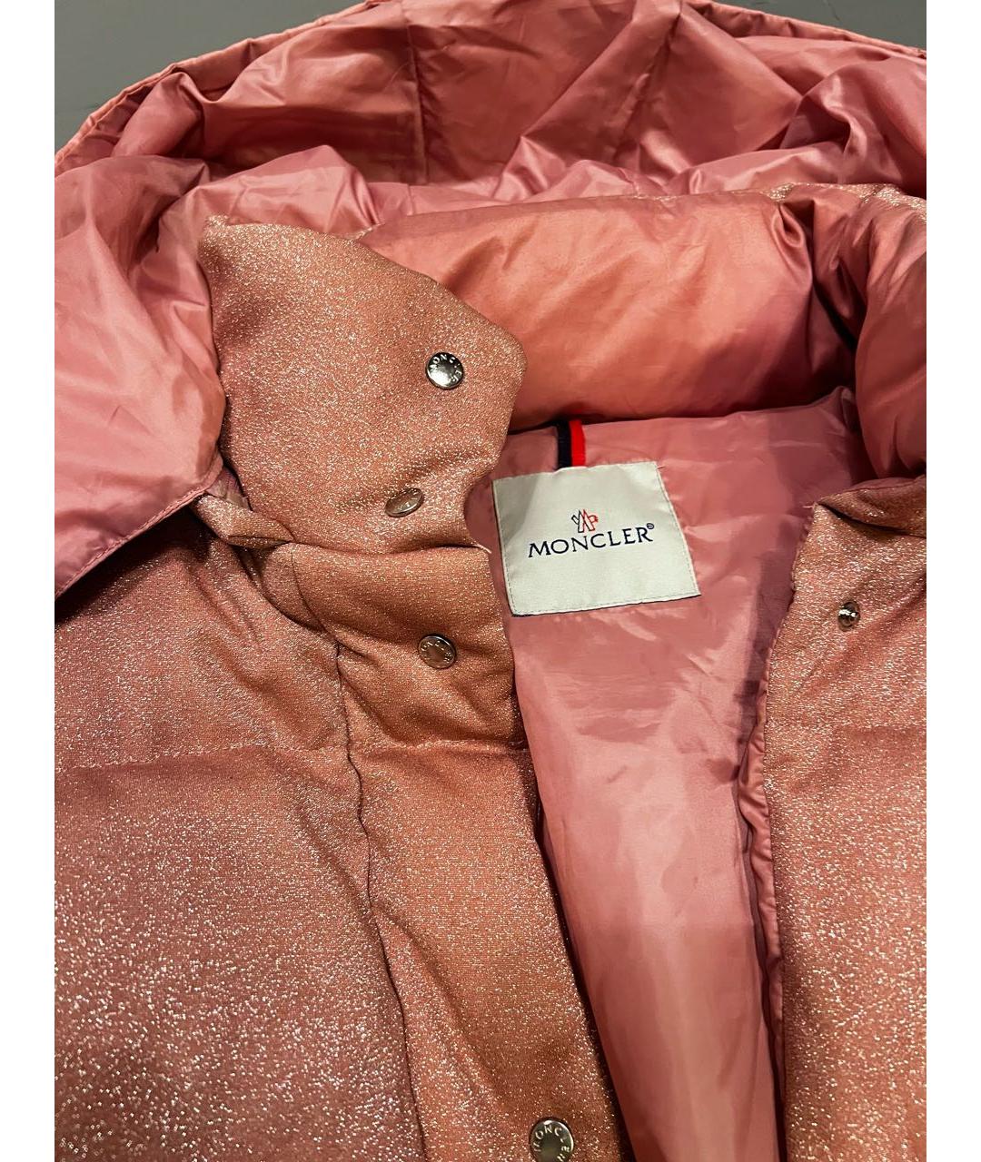 MONCLER Розовый полиамидовый пуховик, фото 3