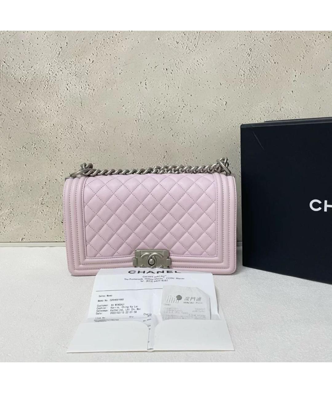 CHANEL Розовая кожаная сумка через плечо, фото 6