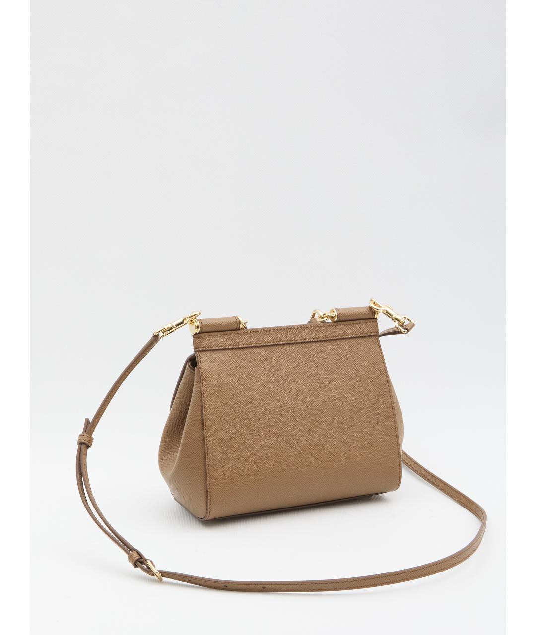 DOLCE&GABBANA Бежевая кожаная сумка через плечо, фото 2