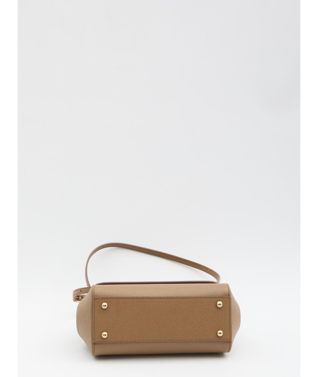 DOLCE&GABBANA Бежевая кожаная сумка через плечо, фото 3