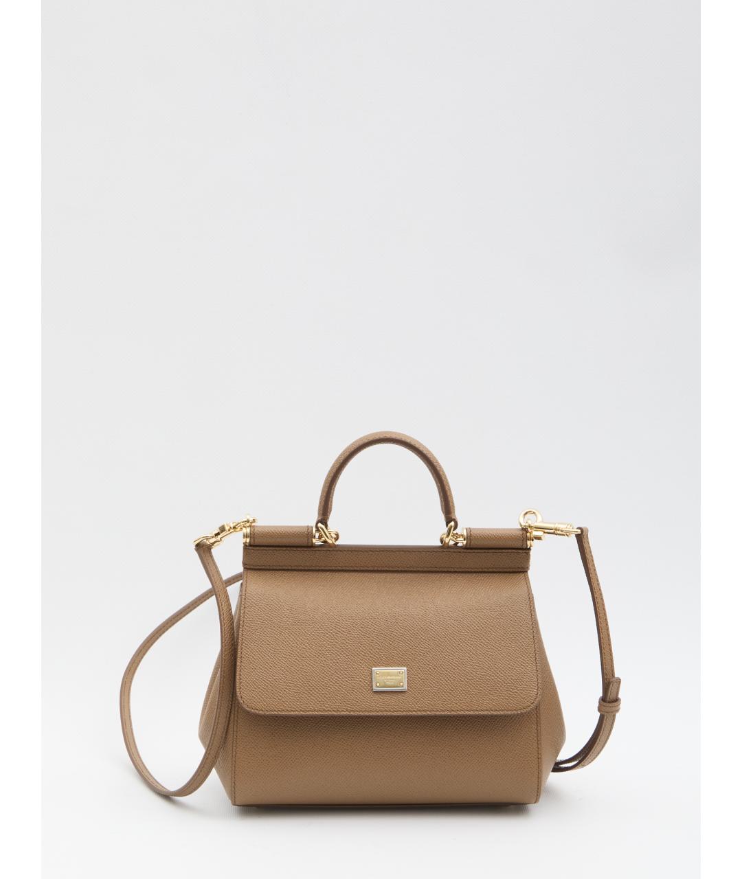 DOLCE&GABBANA Бежевая кожаная сумка через плечо, фото 5