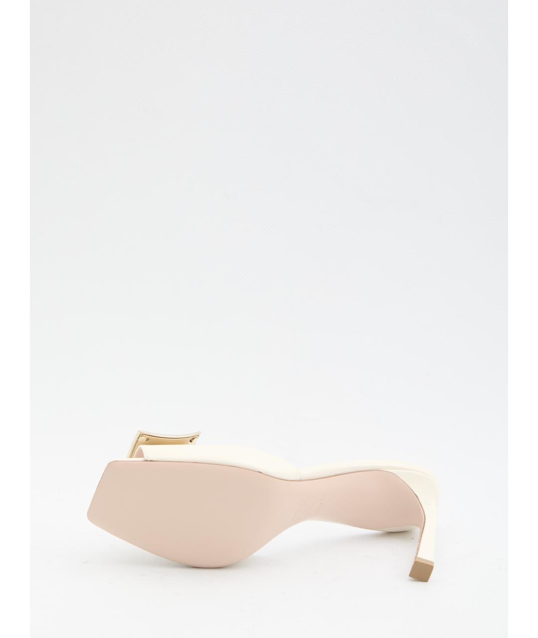 ROGER VIVIER Бежевые кожаные босоножки, фото 4