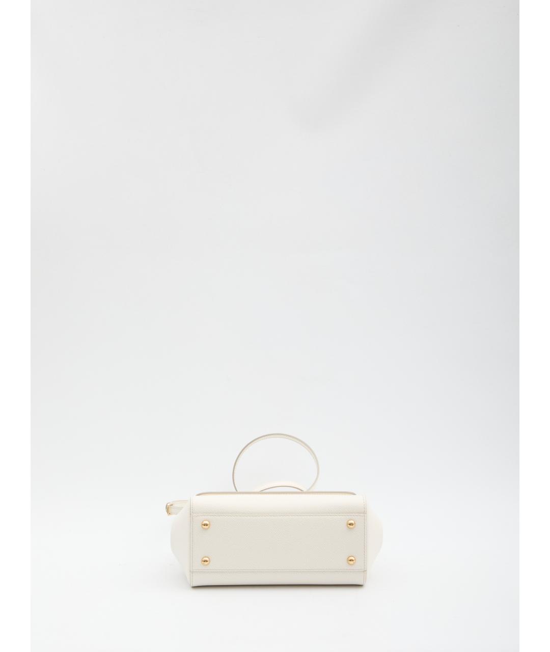 DOLCE&GABBANA Белая кожаная сумка тоут, фото 4