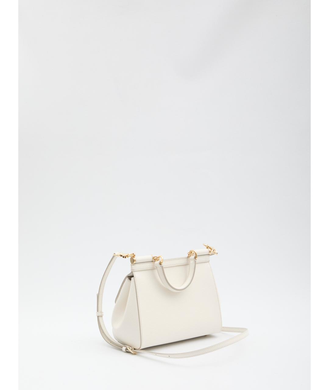 DOLCE&GABBANA Белая кожаная сумка тоут, фото 3