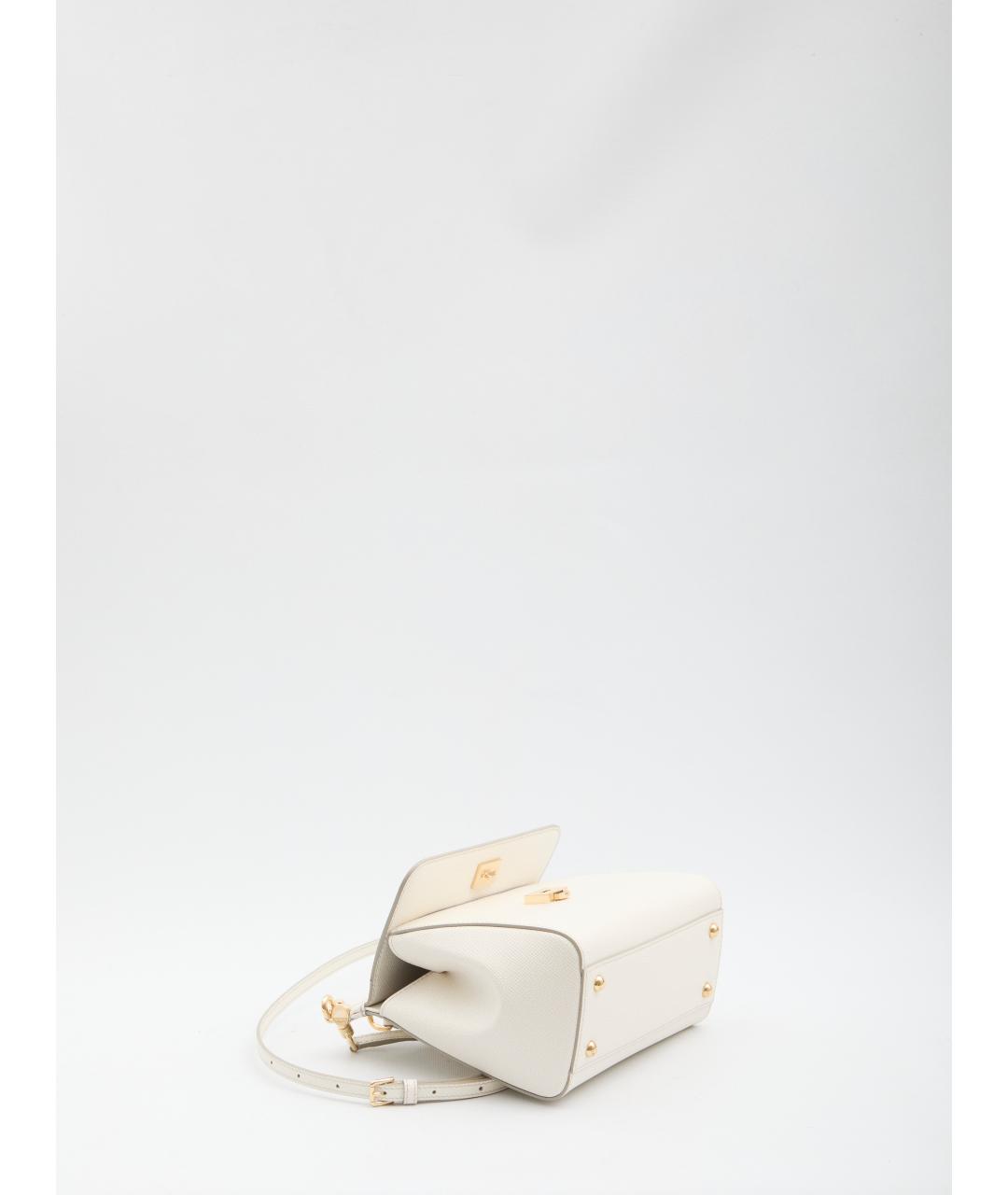DOLCE&GABBANA Белая кожаная сумка тоут, фото 5