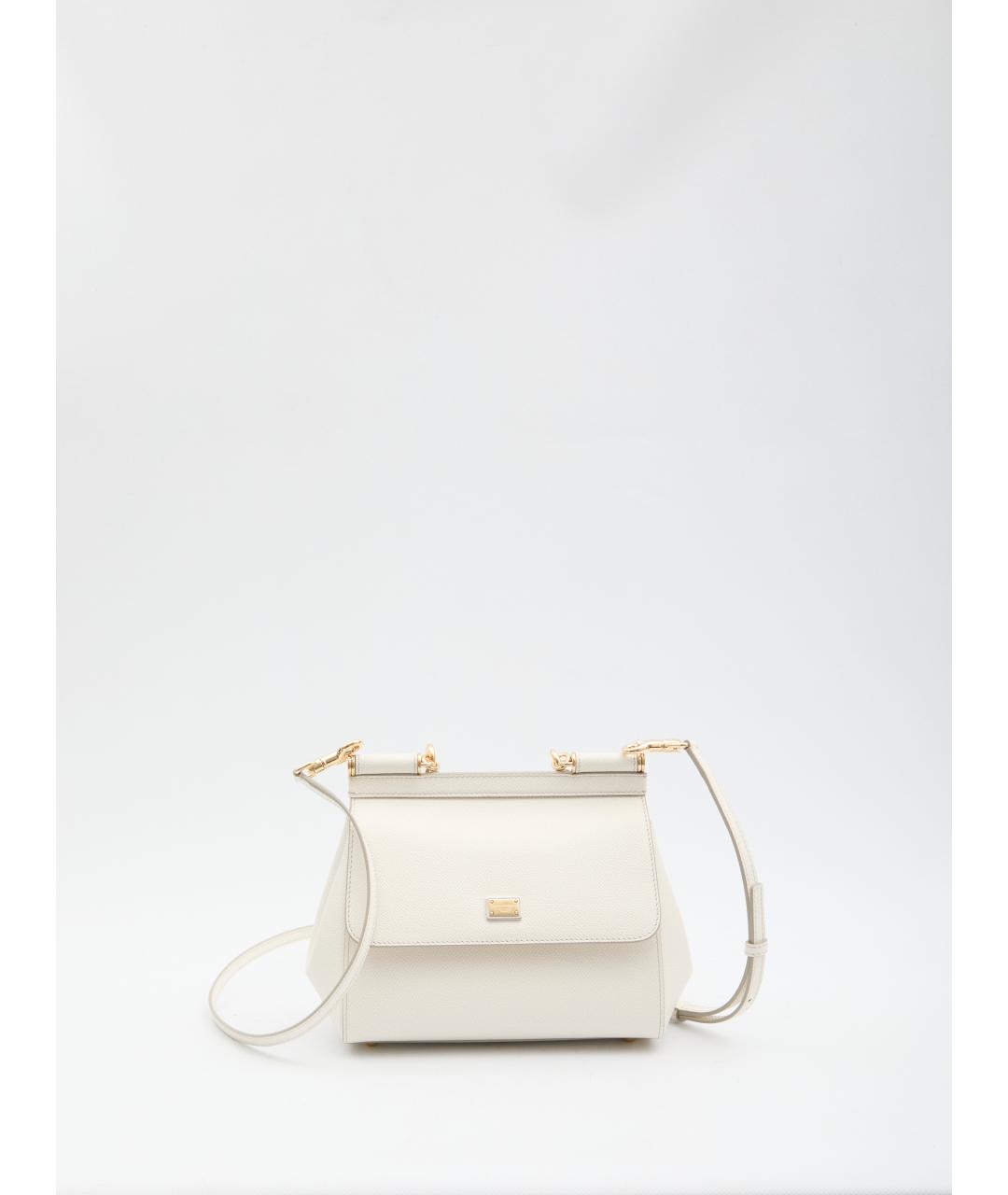 DOLCE&GABBANA Белая кожаная сумка тоут, фото 2