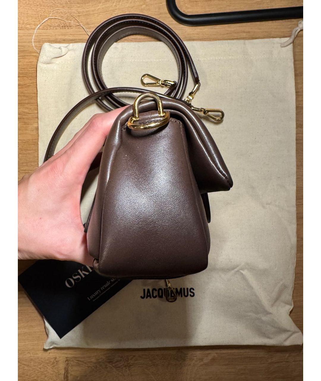 JACQUEMUS Коричневая кожаная сумка через плечо, фото 8