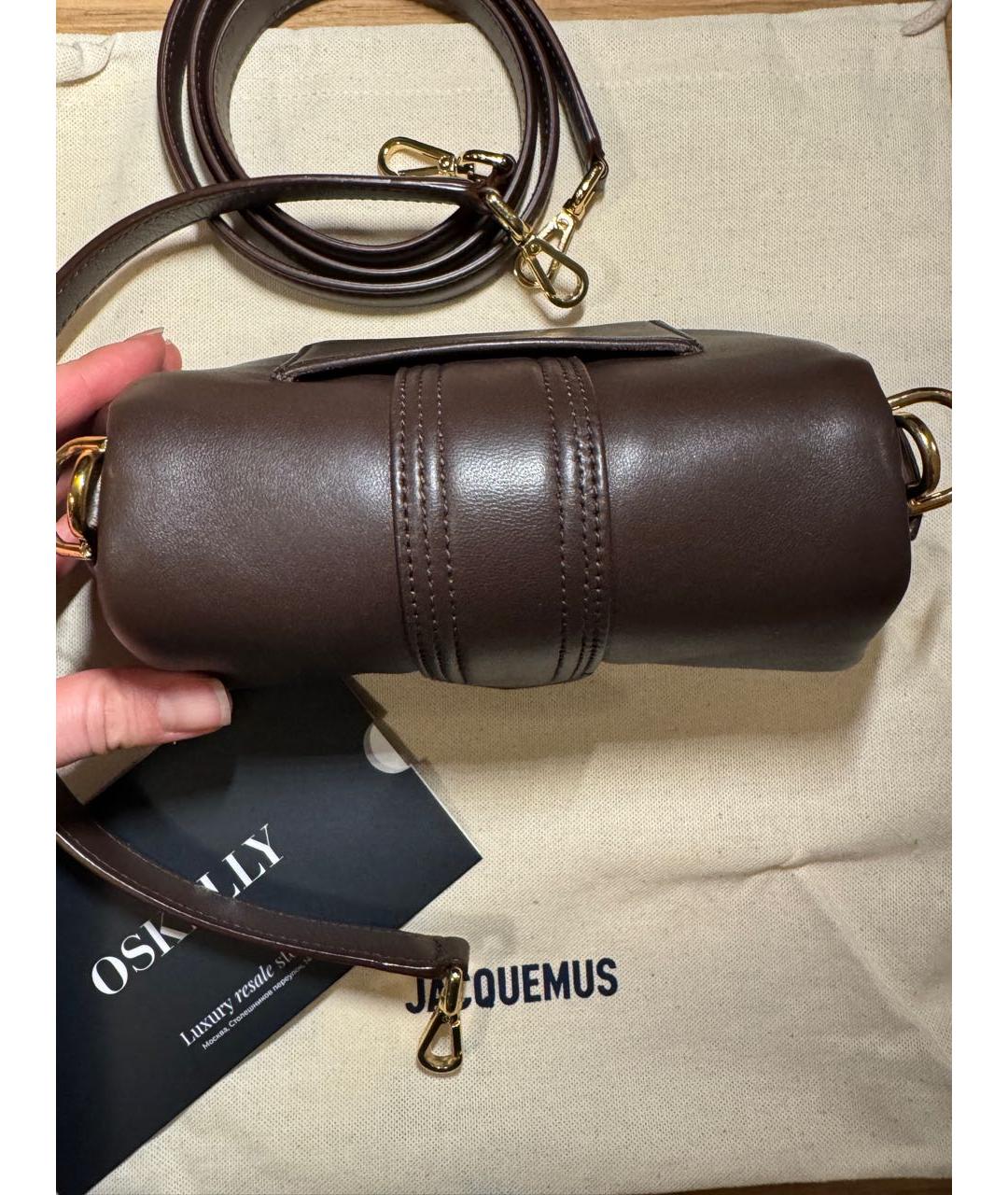 JACQUEMUS Коричневая кожаная сумка через плечо, фото 5