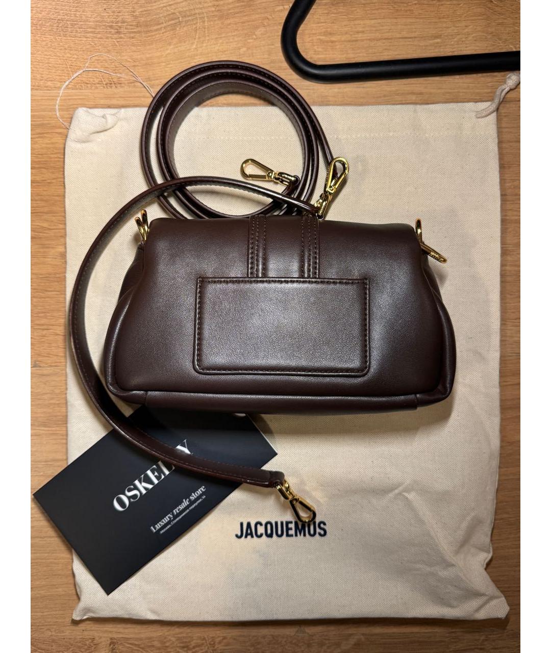 JACQUEMUS Коричневая кожаная сумка через плечо, фото 3